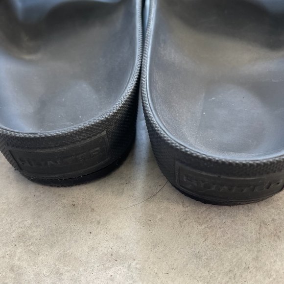 Hunter Original Black with Brown/Red Moustache Slide Slip On Sandal - Picture 3 of 3